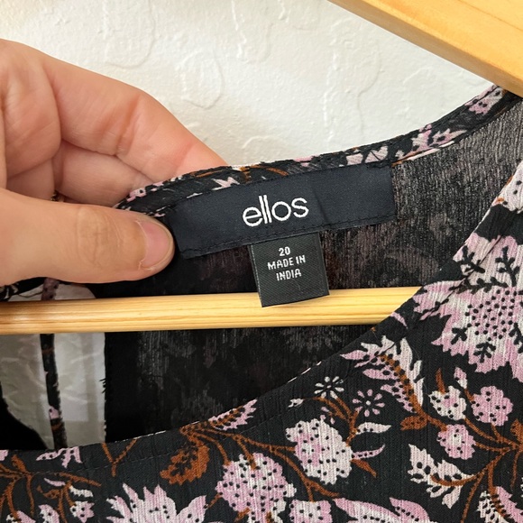 Ellos Floral Ruffle Tiered Peasant Dress with Sheer Sleeves Plus Size 20 - Picture 6 of 11